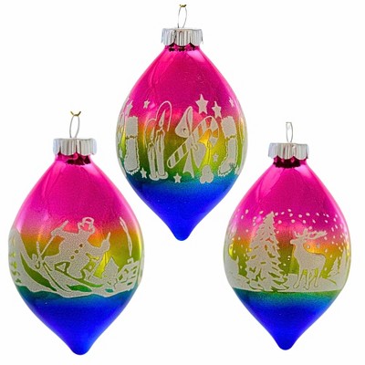 Christopher Radko Company 3.75 In Cc Flocked Tulips Shiny Brite Tree Ornament Sets