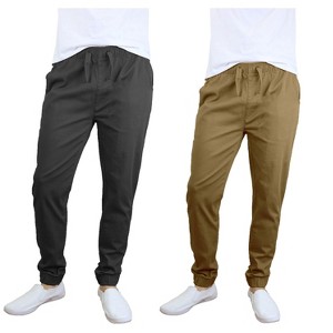 Galaxy By Harvic Men's Slim Fit  Basic Stretch Twill Joggers-2 Pack - 1 of 2