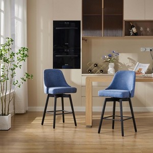 Swivel Bar Stools Set of 2, 30" Height Upholstered Barstools with Sturdy Metal Base and Comfortable Seat, Counter Height Bar Stools with Back - 1 of 4