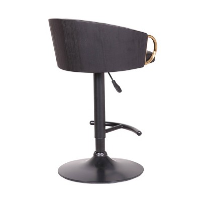 Solstice Adjustable Black Faux Leather Swivel Barstool with Metal Base