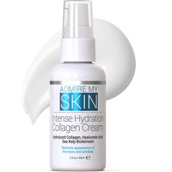 Admire My Skin Collagen Cream Moisturizer For Dry Skin - Hyaluronic Acid Cream - Non Comedogenic Hydrating Cream Eliminates Dull Dry Skin, 2 oz