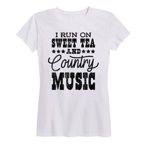 Women's - Country Casuals - I Run On Sweet Tea Country Music Short Sleeve Graphic T-Shirt - 1 of 4