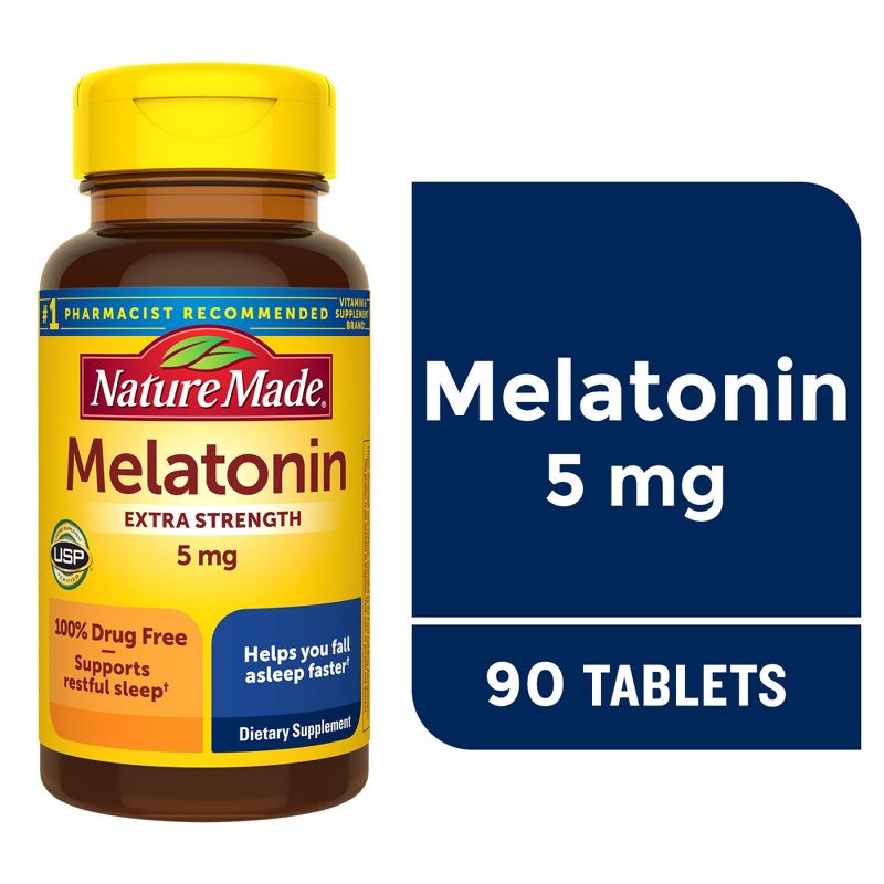 Nature Made Melatonin 5mg 100% Drug Free Sleep Aid for Adults Tablets - 90ct, 4 of 13