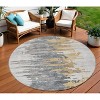 Ivory Charcoal And Silver Abstract Washable Indoor Outdoor Area Rug - 2 of 4