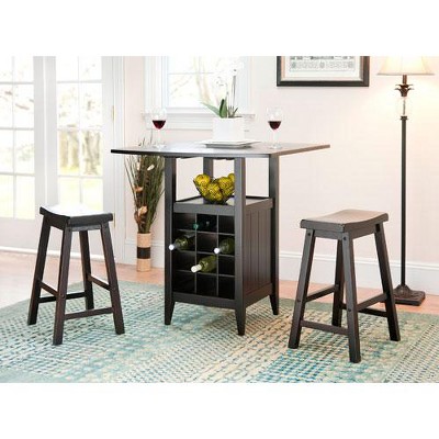 Casey Black Wood 3-Piece Drop Leaf Pub Set