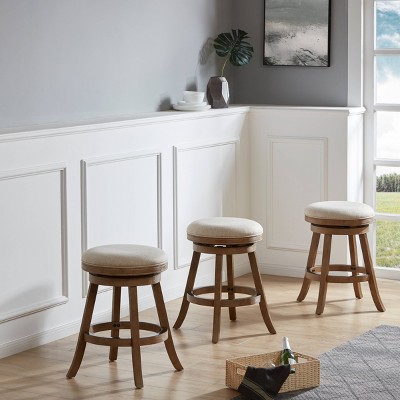 24" Driftwood Backless Swivel Counter Stool with Linen Seat