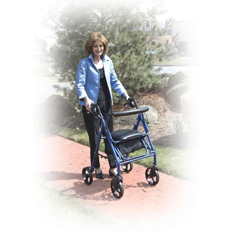 Drive Medical Duet Dual Function Transport Wheelchair Walker Rollator, Blue, 5 of 7