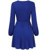 Coolmee Women's Midi Dress Long Sleeve Wrap V Neck A Line Mini Tunic Dress - 4 of 4