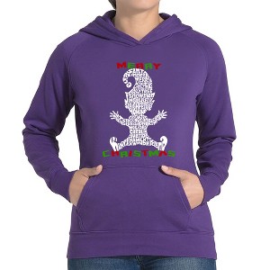LA Pop Art Christmas Elf - Women's Word Art Hooded Sweatshirt - 1 of 4
