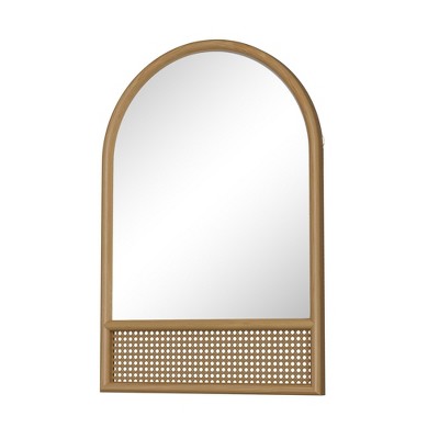 Lirago 36" x 24" Arched rattan weaving Hanging Bathroom Mirror with Gold Scratch-Resistant Aluminum Alloy Frame
