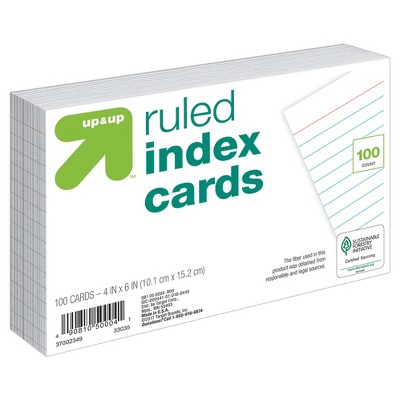 100ct 4" x 6" Ruled Index Cards White - up & up™