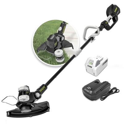 Sun Joe 24V 12" Multi-Angle Head Cordless Dual Line String Trimmer Kit with 4.0Ah Battery and Charger for Trimming Grass & Edging Flowerbeds, 24V-ST14