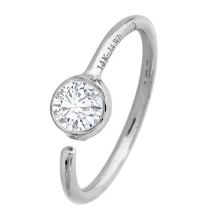 Jewelry Avalanche 20G 14K Gold Diamond Nose Hoop Ring, Bezel Set, 8mm Twist-open - 1 of 4