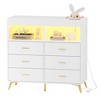 Changing Table Dresser with Drawers, Baby Dresser with Changing Table Top, Power Outlet, LED Light & Metal Feet - 2 of 4