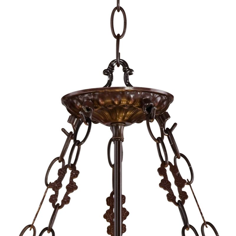 Robert Louis Tiffany Bronze Pendant Chandelier 22" Wide Rustic Floral Garden Stained Glass 3-Light Fixture for Dining Room House Foyer Kitchen Island, 5 of 10