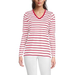Lands' End Women's Relaxed Supima Cotton Long Sleeve V-Neck T-Shirt - 1 of 3