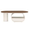 Luxury Oval Coffee Table, 47.24inCoffee Table with Storage Drawer, White Metal Center Table for Living Room - 4 of 4