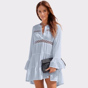 Women's Flowy Flared Sleeve Dress - LASCANA - 1 of 4