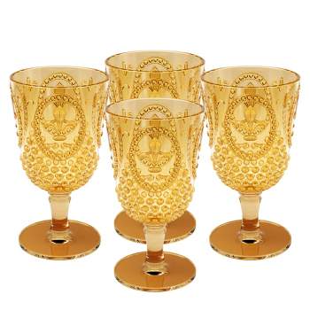 Elle Decor Acrylic Wine Goblets, Set of 4, 15-Ounce, Unbreakable Acrylic Wine Glasses, Shatterproof Long Stemmed Glasses, Bar Drinking Cups