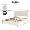 NicBex Queen Size Upholstered Wingback Platform Bed with Velvet/Tufted Headboard and 2 Drawers for Adults,White - 3 of 4