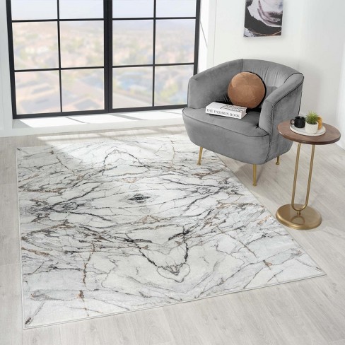 Luxe Weavers Marble Effect Abstract Gray 2x3 Area Rug : Target