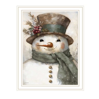 HomeRoots Old World Frosty The Snowman White Framed Wall Art