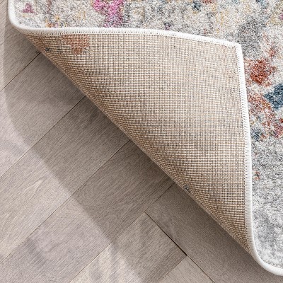 Ivory and Multicolor Synthetic Reversible Rectangular Area Rug