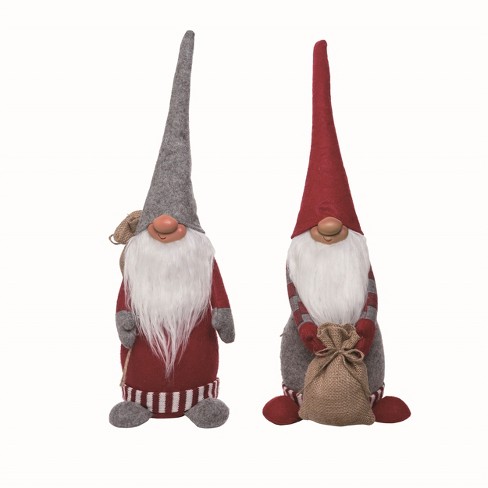 Transpac Plush Gnome w/Sack Set of 2 Christmas Home Decorations - image 1 of 1