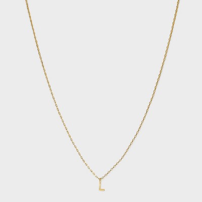 14K Gold Plated Small Polished Initial Pendant Necklace - A New Day™ Gold