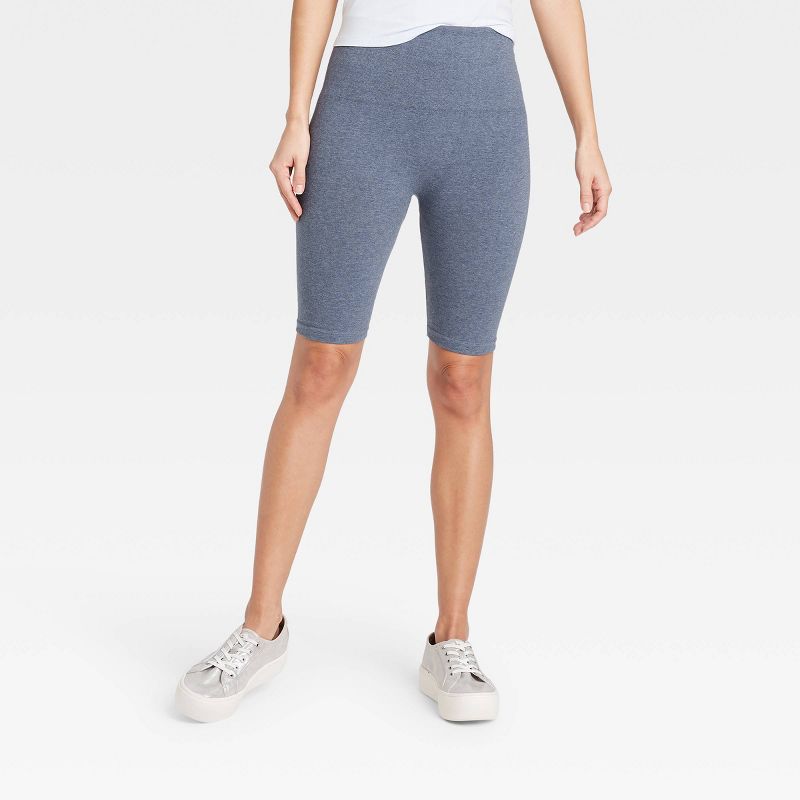 Women's High-Waist Cotton Blend Seamless 7" Inseam Bike Shorts - A New Day™, 1 of 6