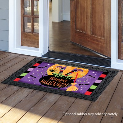 Halloween Witch Feet Cauldron Rubber Doormat 24" x 15"