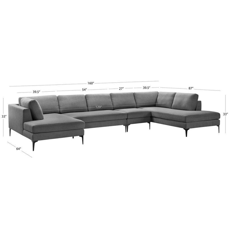 4pc Eva Fabric Double Chaise Sectional - Abbyson Living, 6 of 7