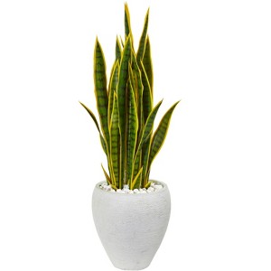 Nearly Natural 33-in Artificial Sansevieria Snake Plant in White Planter - 1 of 1