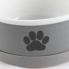 Bone Dry Ceramic Pet Bowl Set Paw Print, 2 Piece, Gray/Black, Small - 3 of 4