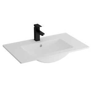 30" Ceramic Drop-in Sink in White with Faucet - 1 of 4