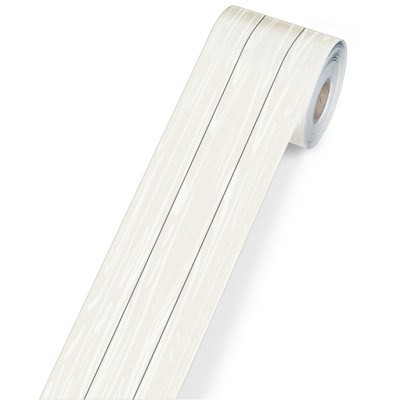 Carson Dellosa Education White Wood Grain Rolled Straight Borders, 65 Feet (Pack of 2)