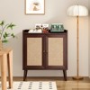 FURNIinspire Utility Storage Cabinets Multifunctional Storage Cabinet With Rattan Door, Sideboard Buffet Cabinet With Storage, Brown, 15"*26.4"*30" - 2 of 4
