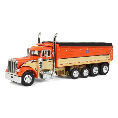 First Gear DCP 1/64 Orange & Tan Peterbilt 379 w/ Quad-Axle MAC Dump Body 60-1348
