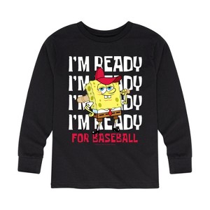 Boys' - SpongeBob SquarePants - Ready For Baseball Long Sleeve Graphic T-Shirt - 1 of 4