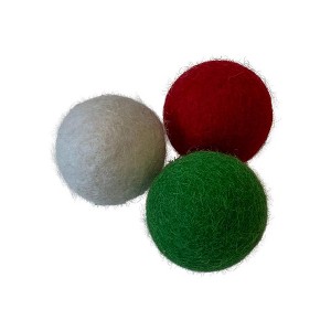 Midlee Wool Felt Ball Christmas Cat Balls- Set of 3 - 1 of 1