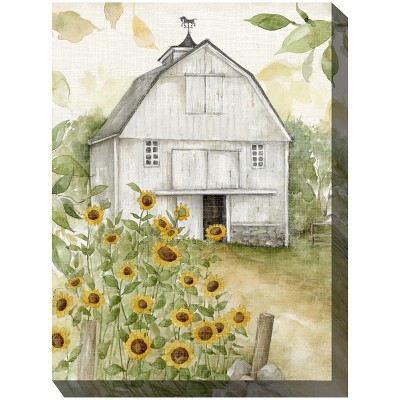 Cottage Garden West of The Wind Sunny Day Farm Green, Yellow, White 30 x 40 Inch Waterproof Gallery Wrapped Canvas, Outdoor Garden, Yard, Patio All
