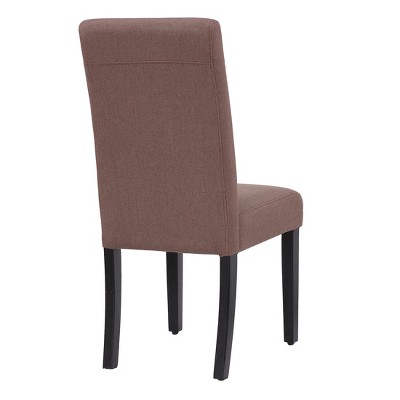 Brown Upholstered Parsons Dining Side Chair with Black Wood Legs