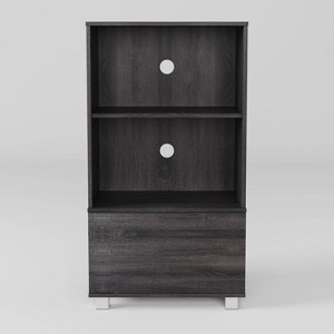 Hollywood Media Shelf with Open and Closed Storage Gray - CorLiving: Audio Video Rack, Turntable Stand - 1 of 4