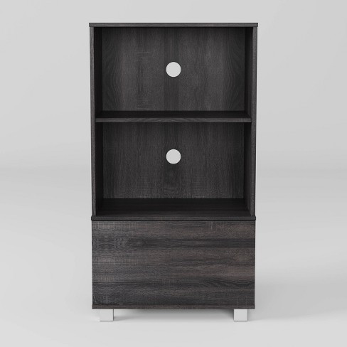 Hollywood Media Shelf with Open and Closed Storage Gray - CorLiving: Audio Video Rack, Turntable Stand - image 1 of 4