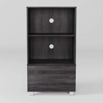 Hollywood Media Shelf with Open and Closed Storage Gray - CorLiving