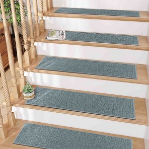 BAGOKIE 15PCS Non-Slip Carpet Stair Treads 8"x30" Mats Indoor for Wooden Steps - 1 of 4