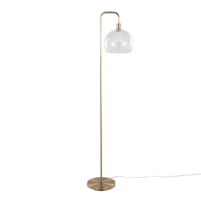 Metro 61" Contemporary Metal Floor Lamp in Royal Gold Metal with Clear Seeded Glass Shade from Grandview Gallery by LumiSource