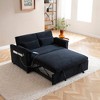 55" Velvet Two Seater Pull-Out Sofa Bed with USB Ports, Side Pockets, and 2 Waist Pillows for Living Room - 3 of 4