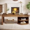 Tribesigns Coffee Table with Storage, 51-Inch Farmhouse Living Room Center Table with 3 Storage Shelves for Living Room,Easy Assembly, Rustic Brown - 4 of 4