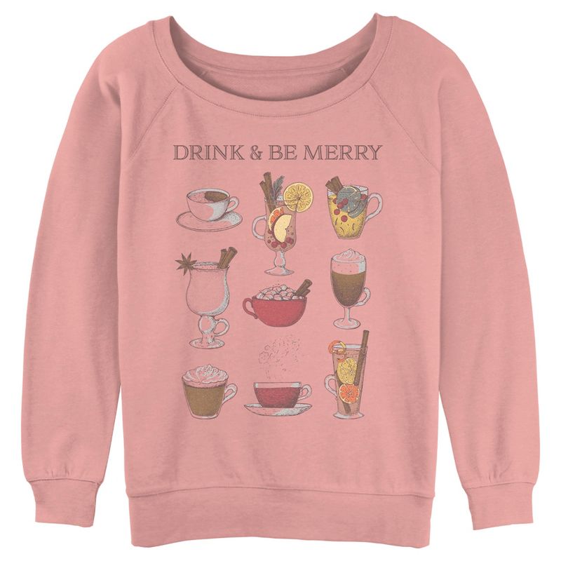 Juniors Womens Lost Gods Drink and Be Merry Sweatshirt, 1 of 4